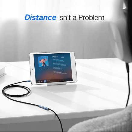 Кабель-удлинитель 3,5 мм - 3,5 мм (папа - мама) с поддержкой микрофона 2 м Ugreen AV118 черный