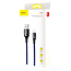 Кабель USB - Lightning для зарядки iPhone 1 м 2.4A с автоотключением плетеный Baseus C-shaped синий