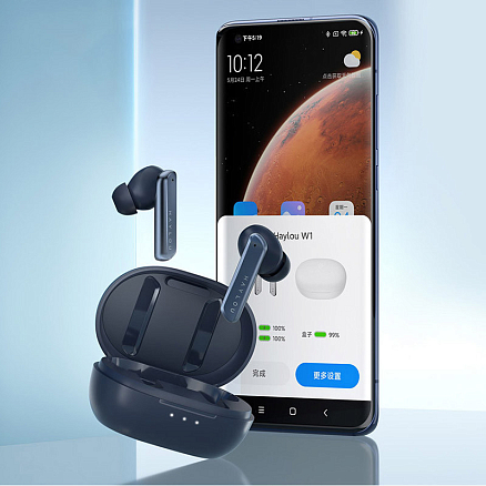 Наушники TWS беспроводные Haylou W1 вакуумные с микрофоном синие