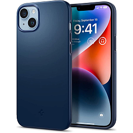 Чехол для iPhone 14 пластиковый Spigen Thin Fit синий