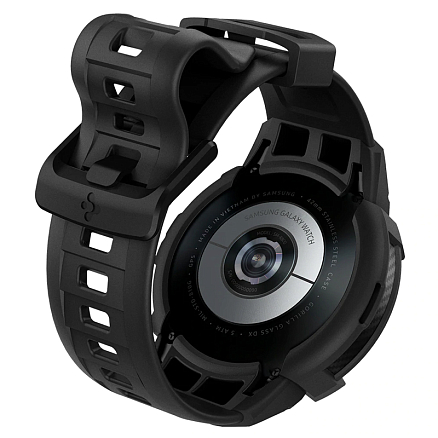 Чехол с ремешком для Samsung Galaxy Watch 4 Classic 42 мм гелевый Spigen Rugged Armor Pro черный