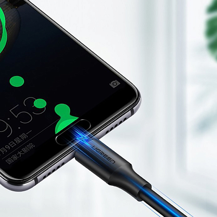 Кабель Type-C - USB длина 0,5 м 3A Ugreen US287-60115 (быстрая зарядка QC 3.0) черный