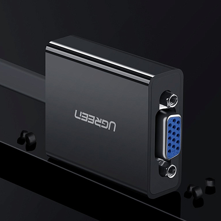 Переходник (преобразователь) HDMI - VGA, 3,5 мм длина 17 см Ugreen MM103 с питанием MicroUSB черный