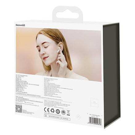 Наушники TWS беспроводные Bluetooth Baseus Encok W2 AirNora вкладыши с микрофоном белые