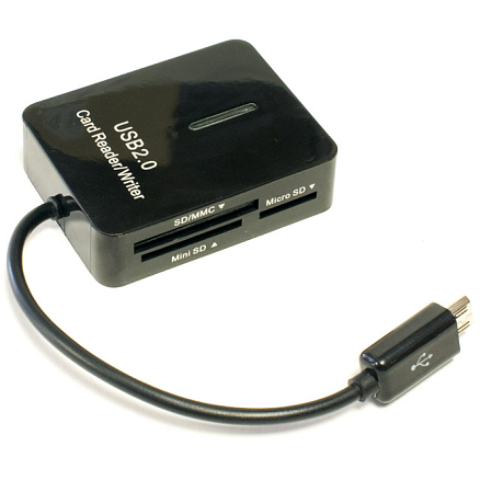 Адаптер MicroUSB - картридер OTG для Samsung i9100, i9300, Galaxy Note