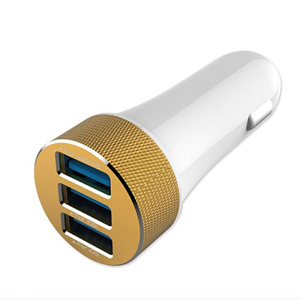 Зарядное устройство автомобильное с тремя USB входами 5.1A и MicroUSB кабелем Ldnio DL-C50 белое
