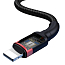 Кабель USB, Type-C - Lightning для зарядки 1,2 м 2.4А 18W плетеный Baseus Cafule (быстрая зарядка PD) черно-красный
