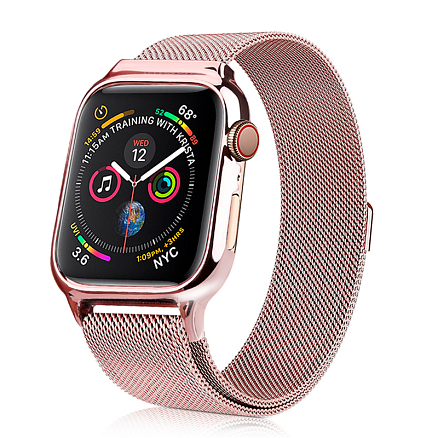 Чехол с ремешком для Apple Watch 42 и 44 мм миланское плетение Nova Body розовое золото