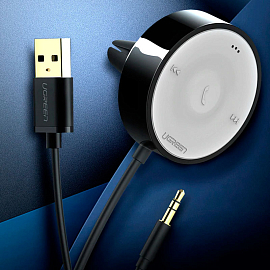 Bluetooth аудио адаптер (ресивер) 3,5 мм в USB порт Ugreen MM125 с громкой связью черно-серый