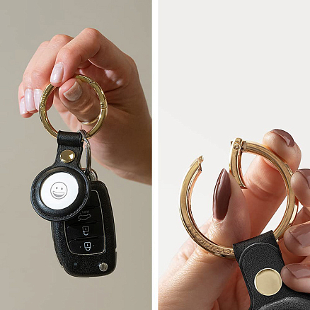 Чехол для AirTag кожаный Spigen Cyrill Basic черный