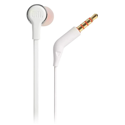 Наушники JBL Tune 210 вакуумные с микрофоном и плоским проводом серо-белые