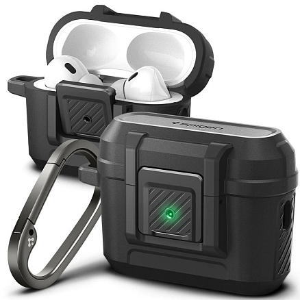 Чехол для наушников AirPods Pro, Pro 2 гибридный Spigen Lock Fit матовый черный