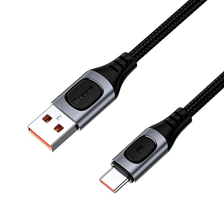 Кабель Type-C - USB для зарядки 1 м 5A плетеный Baseus Flash (быстрая зарядка PD) черно-серый