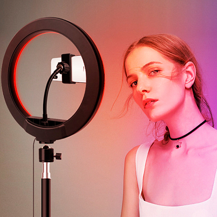 Кольцевая лампа диаметром 45 см с режимом RGB M-J45 черная