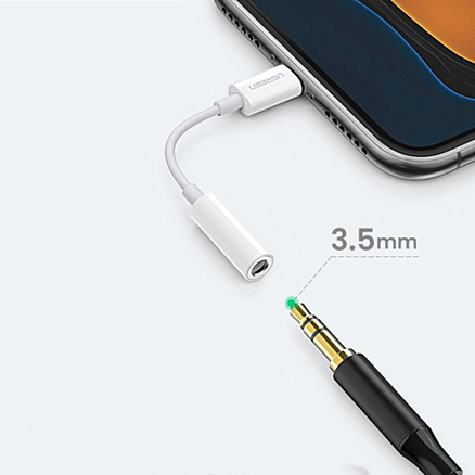 Кабель Lightning - 3,5 мм (папа - мама) 7 см MFi силиконовый Ugreen US212 белый