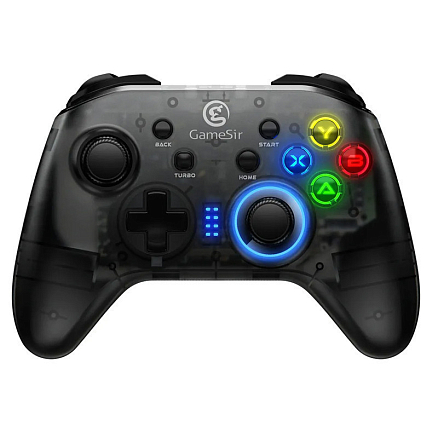 Джойстик (геймпад) беспроводной для телефона, Nintendo Switch и ПК GameSir T4 Pro RGB с держателем для телефона черный