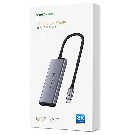 Хаб (разветвитель) Type-C - HDMI 8K 30Hz, 3 х USB 3.0 Ugreen CM500 серый