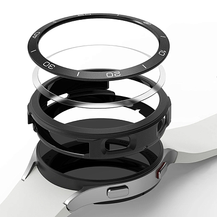 Чехол для Samsung Galaxy Watch 4 40 мм гелевый с металлической рамкой Ringke Air черный