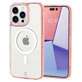 Чехол для iPhone 14 Pro гелевый с блестками Spigen Cyrill Shine MagSafe розовый