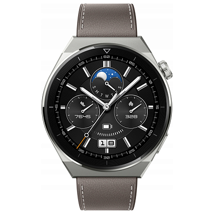 Умные часы Huawei Watch GT 3 Pro ODN-B19 с кожаным ремешком серые