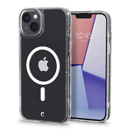 Чехол для iPhone 14 Plus гелевый с блестками Spigen Cyrill Shine MagSafe прозрачный