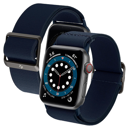 Ремешок-браслет для Apple Watch 38, 40 и 41 мм текстильный Spigen Fit Lite синий