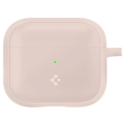 Чехол для наушников AirPods 3 силиконовый с карабином Spigen Silicone Fit розовый
