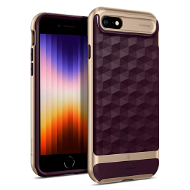 Чехол для iPhone 7, 8, SE 2020, SE 2022 гибридный Spigen Caseology Parallax бордовый