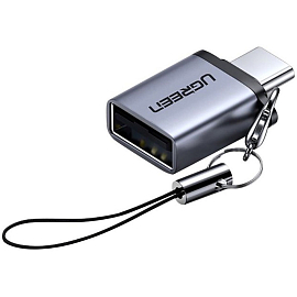 Переходник Type-C - USB 3.0 (папа - мама) Ugreen US270 серый