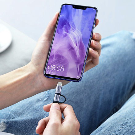 Кабель USB - MicroUSB, Type-C для зарядки 1 м 3А плетеный Ugreen US177 черный