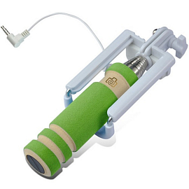 Монопод (палка для селфи) в разъем для наушников с кнопкой компактный Nova-ZX-3S зеленый