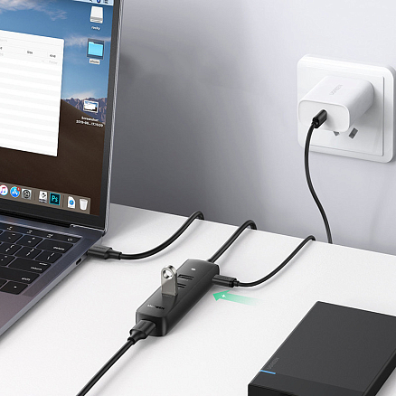 USB 3.0 HUB (разветвитель) на 4 порта Ugreen CM416 длина 25 см черный