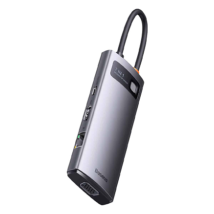 Хаб (разветвитель) Type-C - HDMI, 3 х USB 3.0, Type-C PD, VGA, RJ45 Baseus Gleam Series серый