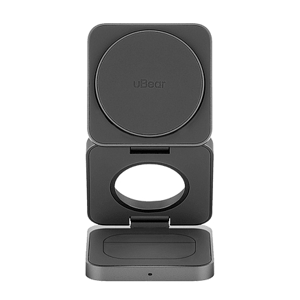 Беспроводная зарядка 3-в-1 MagSafe для iPhone, AppleWatch и AirPods 25W uBear Balance серая