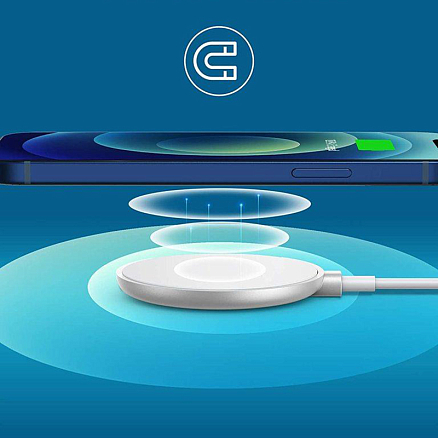 Беспроводная магнитная зарядка MagSafe для iPhone 7.5W с Type-C Anker PowerWave Magnetic Pad белая