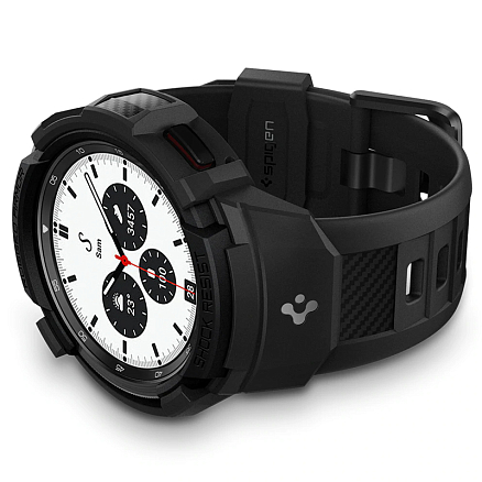 Чехол с ремешком для Samsung Galaxy Watch 4 Classic 42 мм гелевый Spigen Rugged Armor Pro черный