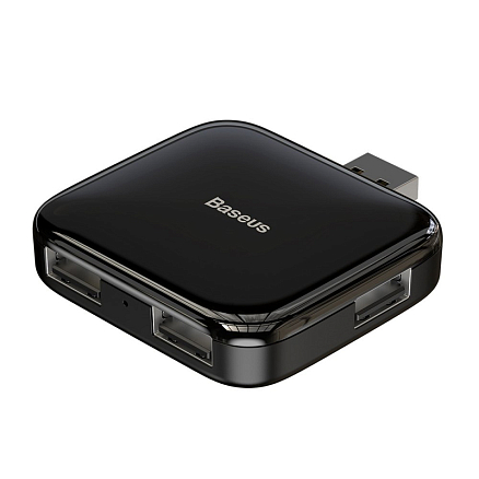 USB 2.0 HUB (разветвитель) на 4 порта Baseus Fully folded с питанием MicroUSB черный