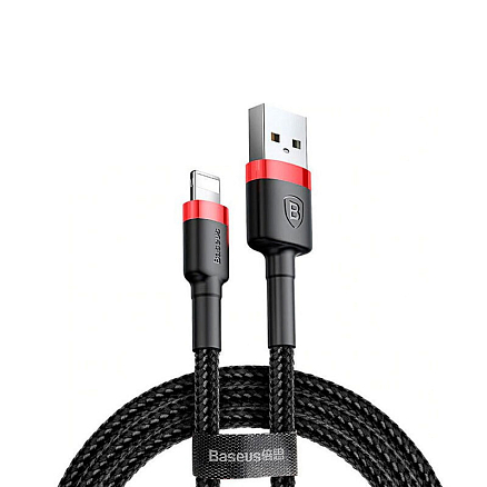 Кабель USB - Lightning для зарядки 0,5 м 2А плетеный Baseus Cafule черно-красный
