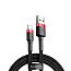 Кабель USB - Lightning для зарядки 0,5 м 2А плетеный Baseus Cafule черно-красный
