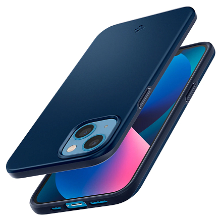 Чехол для iPhone 13 mini пластиковый тонкий Spigen Thin Fit синий