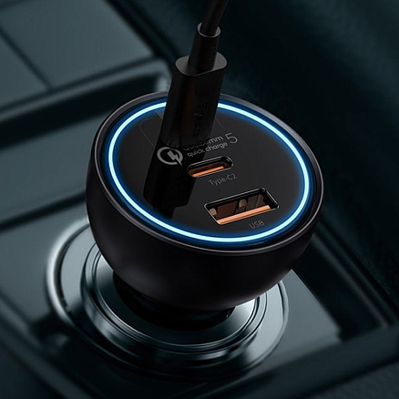 Зарядное устройство автомобильное с USB и двумя Type-C входами 160W Baseus Technology Multi-Port (быстрая зарядка QC 5.0) черное