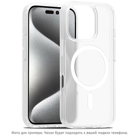 Чехол для iPhone 16 гибридный Matt Case MagSafe прозрачно-белый