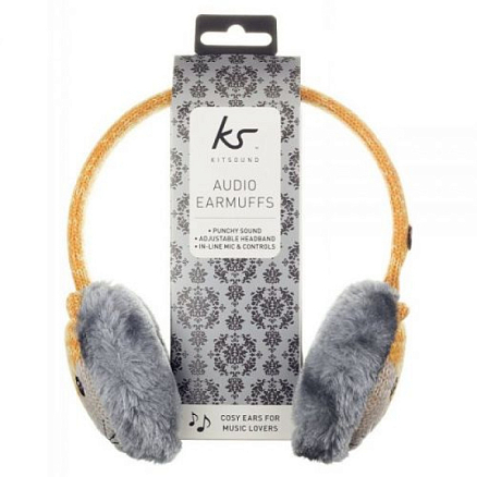 Наушники KitSound Earmuffs накладные теплые вязаные Лиса