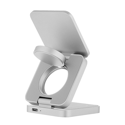 Беспроводная зарядка 3-в-1 MagSafe для iPhone, AppleWatch и AirPods 25W uBear Balance титановая