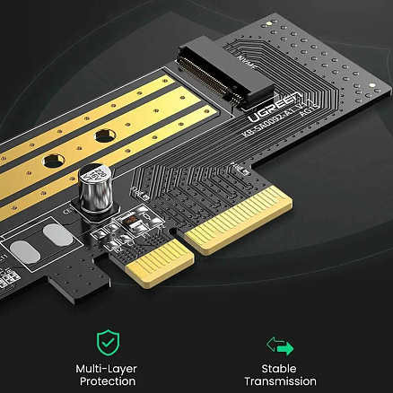 Адаптер PCI-E 3.0 - M.2 NVME для SSD Ugreen CM302 черный