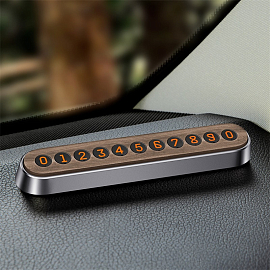 Автовизитка на липучке Baseus Wood Texture темно-серая