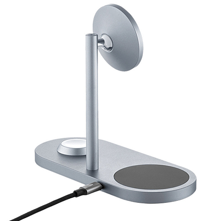 Беспроводная зарядка 3-в-1 MagSafe для iPhone, AppleWatch и AirPods 30W uBear Stage Pro серая