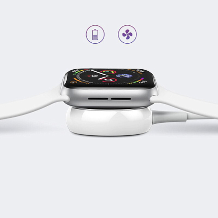 Беспроводная зарядка для Apple Watch магнитная MFi Ugreen CD177 с Type-C кабелем белая