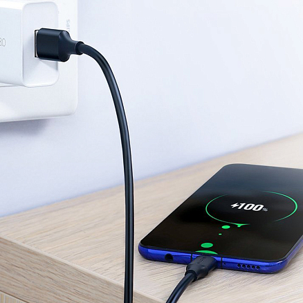Кабель Type-C - USB длина 0,5 м 3A Ugreen US287-60115 (быстрая зарядка QC 3.0) черный