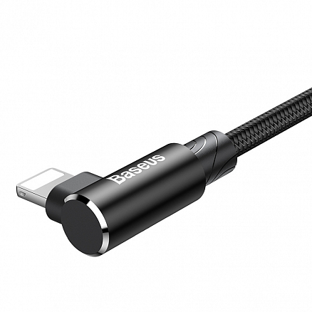 Кабель USB - Lightning для зарядки iPhone 2 м 1.5А с угловым Lightning плетеный Baseus MVP Elbow черный